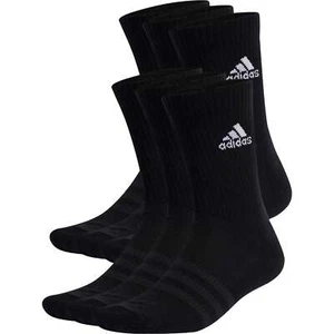adidas Cushioned 6 Pack Crew Training Socks Black Arch Support Gym Workout - Picture 1 of 1