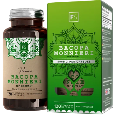 Bacopa Monnieri | 120 Capsule 500 mg Brahmi Integratore | Cervello Stress Umore