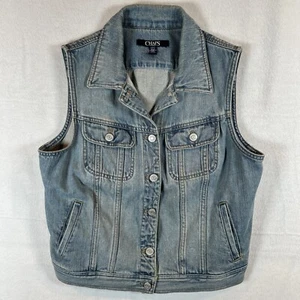 Chaps Jeansweste mit Knopfleiste Damen Medium 2 Taschen blau - Bild 1 von 9