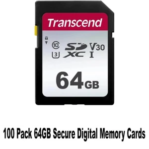 100 Pcs Transcend 64GB SDHC UHS-1 Secure Digital Memory Cards - Picture 1 of 3