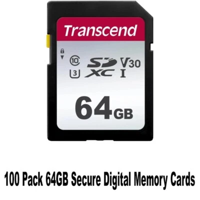 100 Pcs Transcend 64GB SDHC UHS-1  Secure Digital Memory Cards - Image 1 of 3