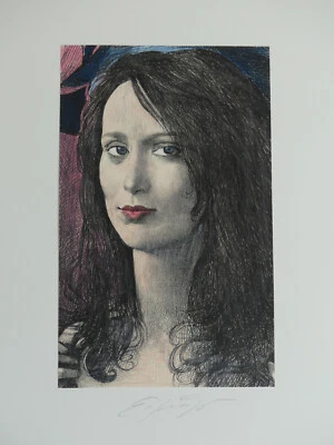 Ernst Fuchs Portrait „Daniela Seuler“ Lithografie, handkoloriert handsigniert - Bild 1 von 4