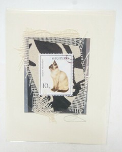 *Signed* Elisa Goodman Curmudgeon Greeting Cards Stamp Art Cats Shqiperia Mace