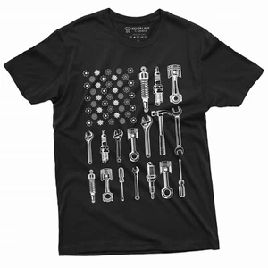 Camisa de garaje mecánica bandera de EE. UU. pernos bandera mecánica patriótica estadounidense - Imagen 1 de 8