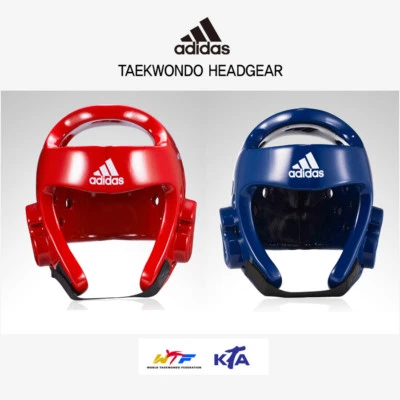 阿迪达斯跆拳道陪练护头饰蓝色红色 WTF KTA 认证全新 — 第 1/4 张图片