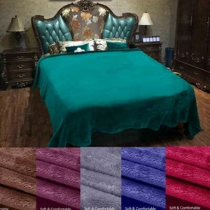 Soft Warm Plush Fleece Blanket Solid Color Flannel Throw Blanket for Sofa Bed - Picture 1 of 29
