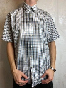 Barbour Check Plaid Shirt Buddon Navy short sleeve with pocket - Picture 1 of 12