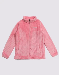 COLUMBIA Kids Fluffy Full Zip Sweatshirt Size 7-8Y S Pink Logo - Picture 1 of 5