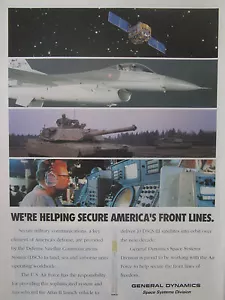 4/1991 PUB GENERAL DYNAMICS SPACE SYSTEMS DSCS SATELLITE F-16 M1A2 ATLAS AD - Imagen 1 de 1