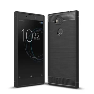 Etui Komórka Ochrona do Sony Xperia L2 Case Cover Bumper Wygląd włókna węglowego TPU Czarne - Zdjęcie 1 z 8
