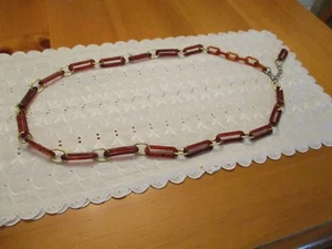 Vintage Faux Schildpatt Rootbeer Plexiglas Kette Büroklammer Oval Gliedergürtel 42"  - Bild 1 von 9