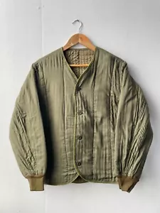 Vintage Cotton Quilted Liner - Military Jacket - Olive Green / Brown - Picture 1 of 8