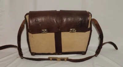 18" VINTAGE Messenger Leather Bag Men's Brown Tan Bag Shoulder Briefcase OOAK  - Image 1 of 4