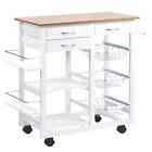 Rolling Kitchen Island on Wheels Trolley Utility Cart with Spice Racks, Towel