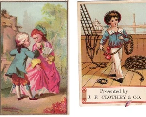 B19-79703 Vintage Trade Cards Madison Square Theatre child couple & Boy Sailor - Picture 1 of 2