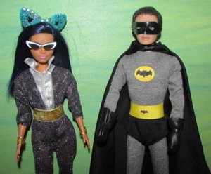 60s Ken as Batman Cape Boots Catwoman Eartha Kitt Glasses Glitter Jumpsuit - Picture 1 of 24