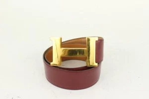 Hermès Burgundy x Gold 42mm H Logo Constance Belt 1014h13 - Picture 1 of 12