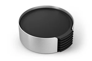 Zack Norta Brushed Coaster Set/6 With Holder 20372 - Picture 1 of 2