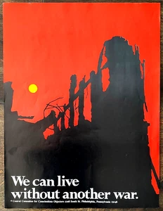 We Can Live Without Another War Anti War Poster c1970 Vintage 17x22 CCCO - Picture 1 of 2