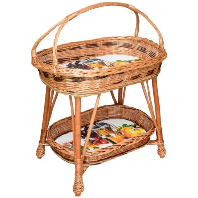 Weidentablett Tablettkorb Korbtablett Tablett mit Füßen Weide Serviertablett TH2 - Bild 1 von 4