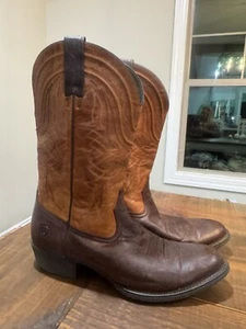 Ariat Men's 12D 2 Tone Brown Dark Brown Leather Roper Cowboy Western Boots - Picture 1 of 15