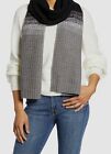 $98 Frye Women's Black Gray Colorblock Muffler Winter Wool-Blend Scarf One Size