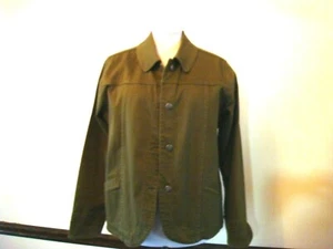 NWOT Denim & Co. Stretch Denim Curved Hem Jacket Size Large  OLIVE - Picture 1 of 8