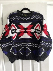 Vintage Southwest Print Chunky Knit Sweater Medium - Picture 1 of 5