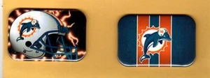 MIAMI DOLPHINS LOGO 2 MAGNETS OR , PINBACK 2"X3" W/ ROUNDED CORNER - Picture 1 of 5