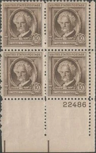 Plate Block of 4 stamps - Scott 863 - 10 cent - Samuel L. Clemens - 1940 - MNH - Picture 1 of 1
