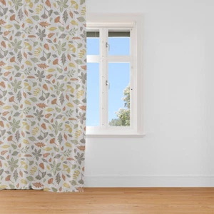 HERMOSA VIDA.Cortina ESTUDIO G hojas blanco verde amarillo marrón 245 cm o longitud deseada - Imagen 1 de 14