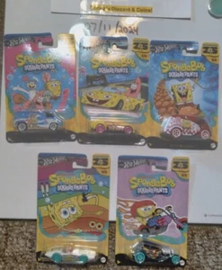 NEW! HOT WHEELS 1:64 SPONGEBOB SQUAREPANTS 25th ANN. 5 CAR SET W/STRAIGHT PIPES! - Picture 1 of 22