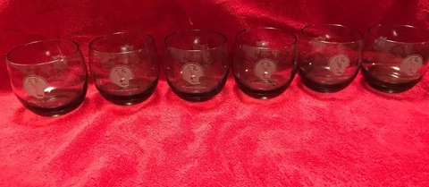 RARE!!!6 Vintage Alanta Falcons Ball  Cocktail Glasses Smokey Glass🏈 Cover