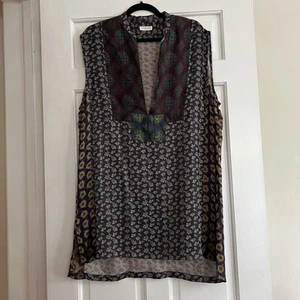 Dries Van Noten Multicolor Print Sleeveless Viscose / Silk Blend Tunic Top 42 - Picture 1 of 4