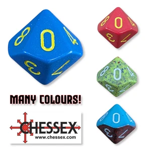 Chessex D10 Dice Ten-Sided 22mm Polyhedral Die for D&D TTRPG Various Colours - Picture 1 of 67