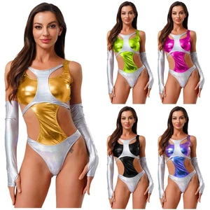 Body donna scavato senza dita guanti lunghi Halloween rave party outfit - Foto 1 di 71