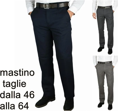 Pantaloni Uomo Elasticizzati Taglie Forti Invernali Eleganti Vita Alta Mastino - Immagine 1 di 4
