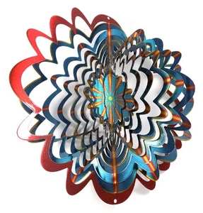SS 3D Wind Spinner Mandala Stern blau rot gelb Edelstahl Kristall Prisma - Bild 1 von 17
