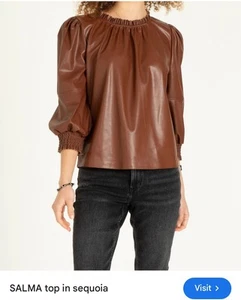 Another Love Faux Leather Sequoia Brown Top Size M - Picture 1 of 6