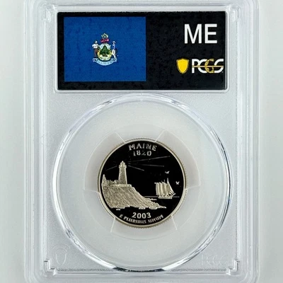 Maine Quarter PR70DCAM 2003-S PCGS Clad Best Top Grade 25c ME State Flag Label - Image 1 of 4