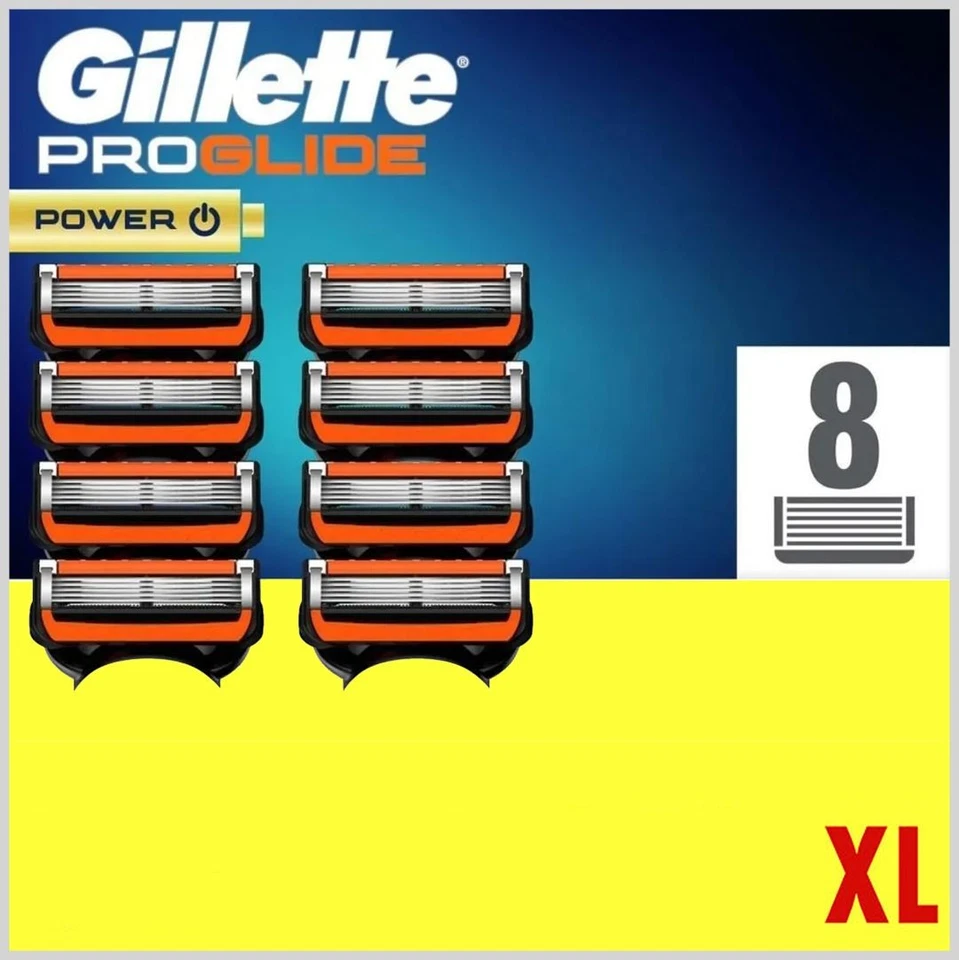 KIT 8 LAME GILLETTE PROGLIDE POWER XL LAMETTE TESTINE RASOIO UOMO - Immagine 1 di 2