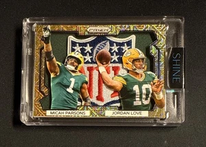 Jordan Love, Micah Parsons Gold NFL Patch Jersey Card 1/1 Created by SHINE - Picture 1 of 2