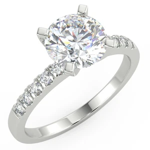 1.1 Ct Round Cut VS1/D Solitaire Pave Diamond Engagement Ring 14K White Gold - Picture 1 of 6