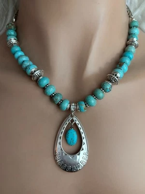 Brighton Retired Sante Fe Faux Turquoise Bead Necklace Pendant w/ Gift Bag NICE - Image 1 of 4