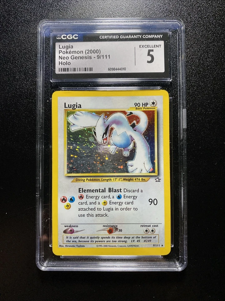 Tarjeta Holo Pokemon CGC 5 Lugia 2000 Neo Genesis 9/111 Foto 1 de 2