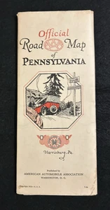 Mapa de ruta oficial AAA 1924 de Pensilvania mapa grande vintage 24x44" ¡muy bonito! - Imagen 1 de 17