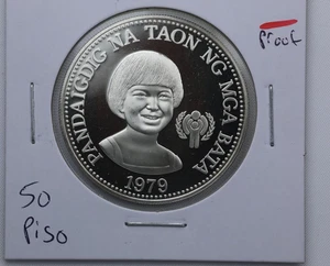 1979 Philippines 50 Piso Silver Proof Coin - International Year of the Child - Picture 1 of 2
