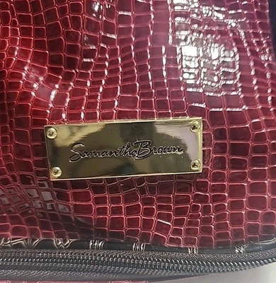 Samantha Brown Vintage  Tweed  Burgundy embossed travel Bag Faux Leather Croc - Image 1 of 4