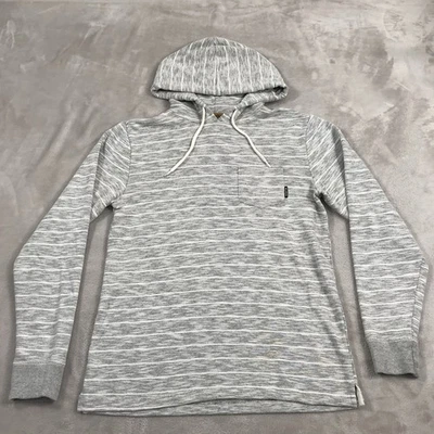 Suéter Billabong Para Hombres Pequeño Gris Claro Rayas Tejido Sudadera con Capucha Pullover Informal Foto 1 de 4