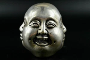 China Collection Tibet Silver Life 4 Emotions Four Faces of Buddha Head Statue - Picture 1 of 6